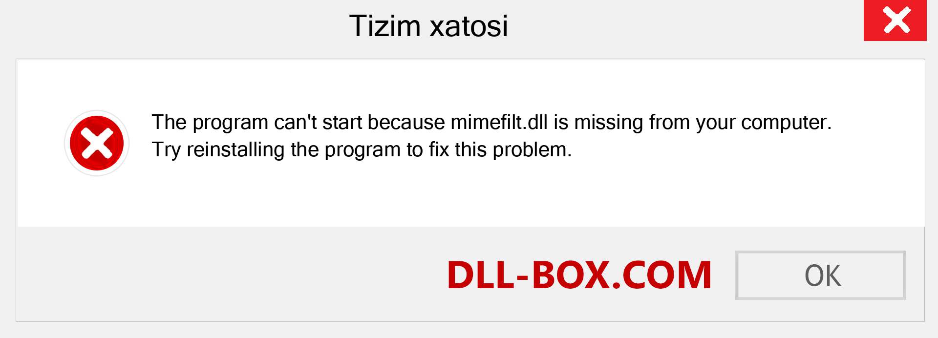 mimefilt.dll fayli yo'qolganmi?. Windows 7, 8, 10 uchun yuklab olish - Windowsda mimefilt dll etishmayotgan xatoni tuzating, rasmlar, rasmlar